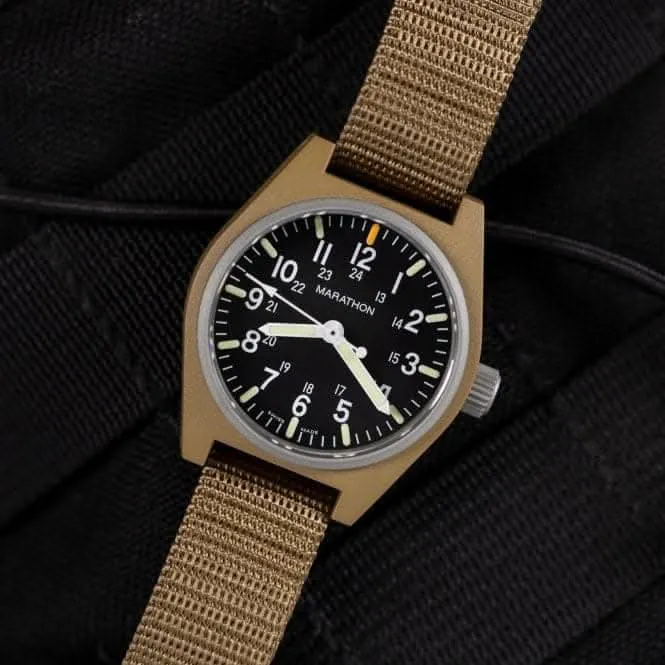 34mm Desert Tan General Purpose Quartz MaraGlo (GPQ) Ballistic Nylon Watch