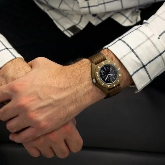 41mm Desert Tan Pilot's Navigator Date Ballistic Nylon Watch
