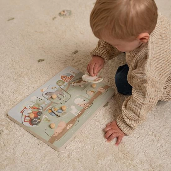 Babykids_Sebra Toys_Premium Quality Little Dutch, Wooden Sound Puzzle, Little Farm