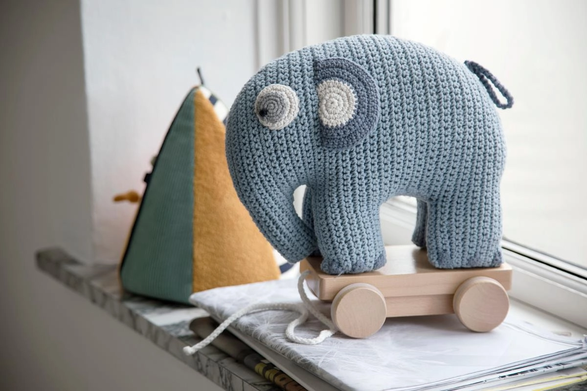 Babykids_Sebra Toys_Premium Quality Sebra, Pull-Along Crochet Fanto Elephant Toy