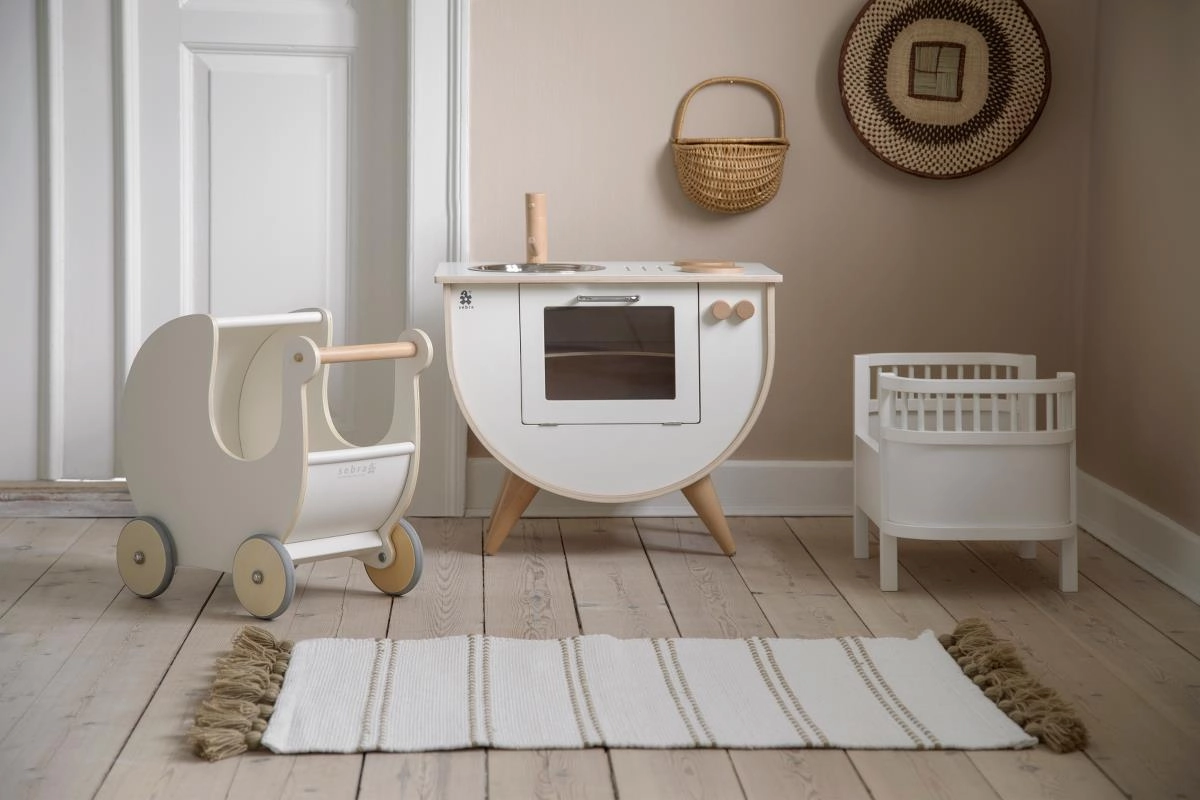 Babykids_Sebra Toys_Premium Quality Sebra, Wooden Play Kitchen, White   Natural