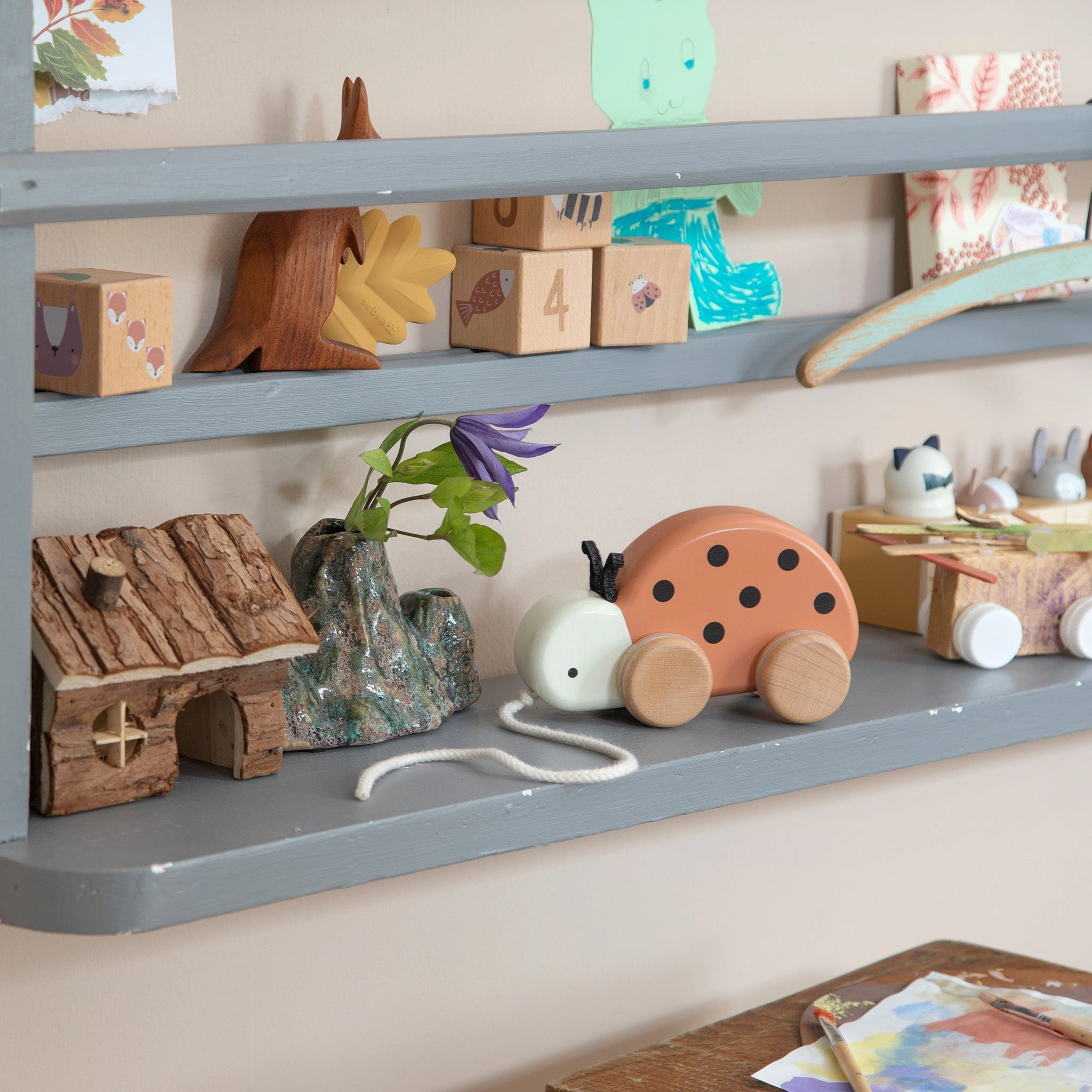 Babykids_Sebra Toys_Premium Quality Sebra, Wooden Pull-Along Ladybug