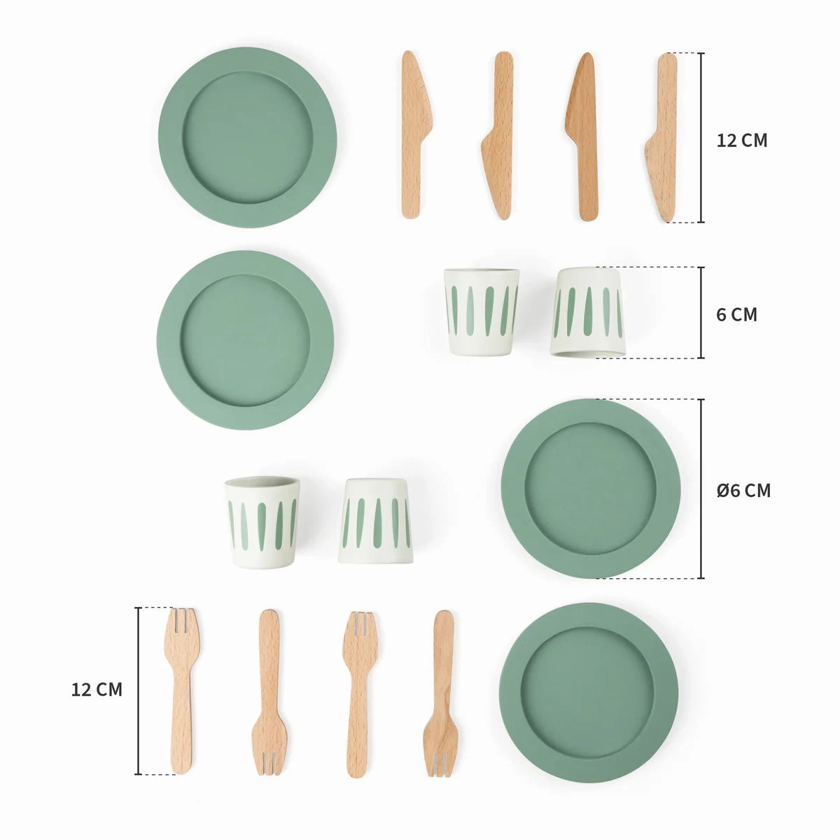 Babykids_Sebra Toys_Premium Quality Sebra, Wooden Tableware Set, Pretend Play