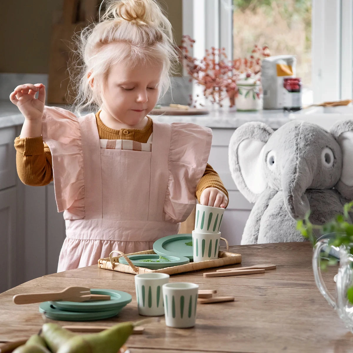 Babykids_Sebra Toys_Premium Quality Sebra, Wooden Tableware Set, Pretend Play