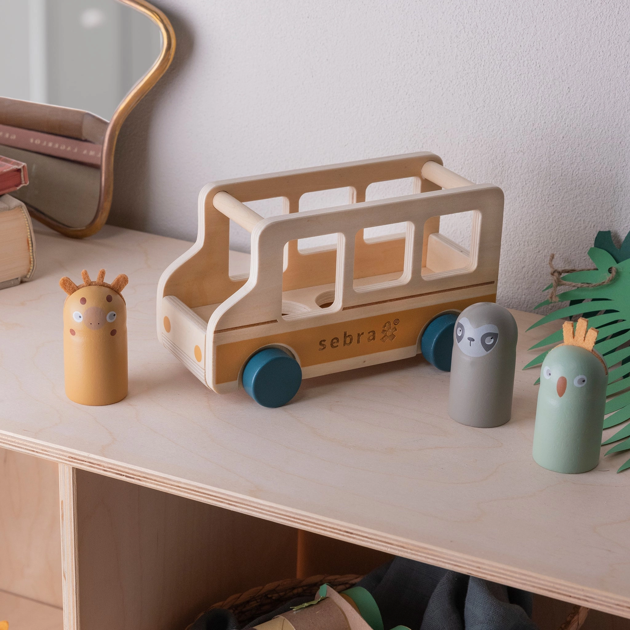 Babykids_Sebra Toys_Premium Quality Sebra, Wooden Toy Bus, Wildlife