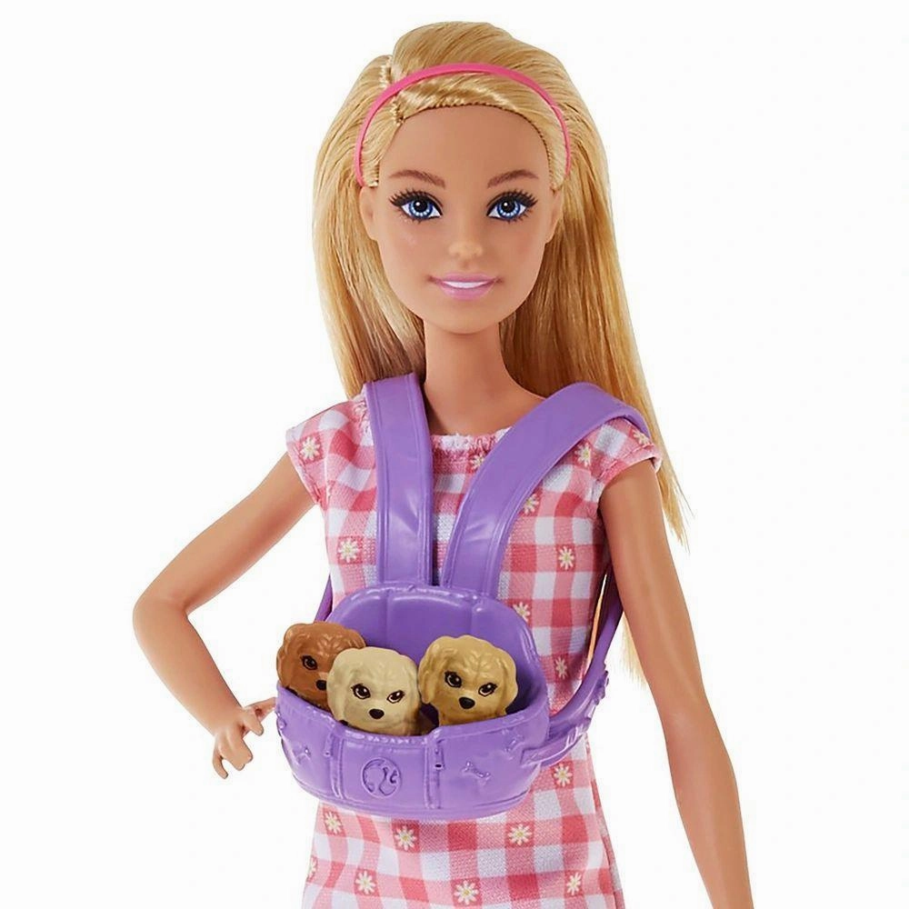 Barbie New Born Pups Doll And Pets Playset