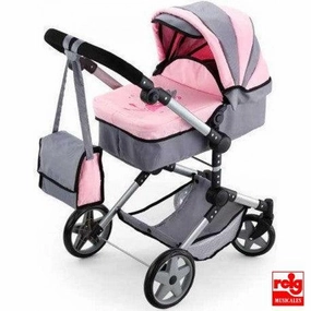 Bayer Design Neo Pro Large Doll's Pram - Grey/Pink