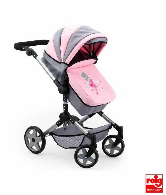 Bayer Design Neo Pro Large Doll's Pram - Grey/Pink