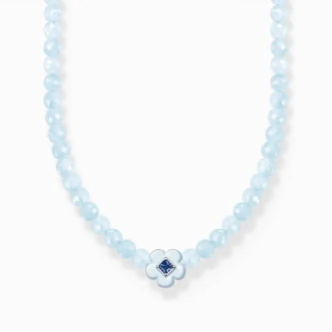 Charming Choker With Flower And Blue Pearls KE2182-496-1 Thomas Sabo Necklaces