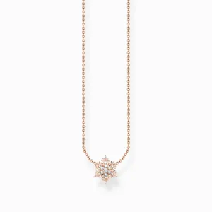 Charming Sterling Silver Rose Gold Plated Snowflake White Stones Pendant KE2286-416-14 Thomas Sabo Necklaces