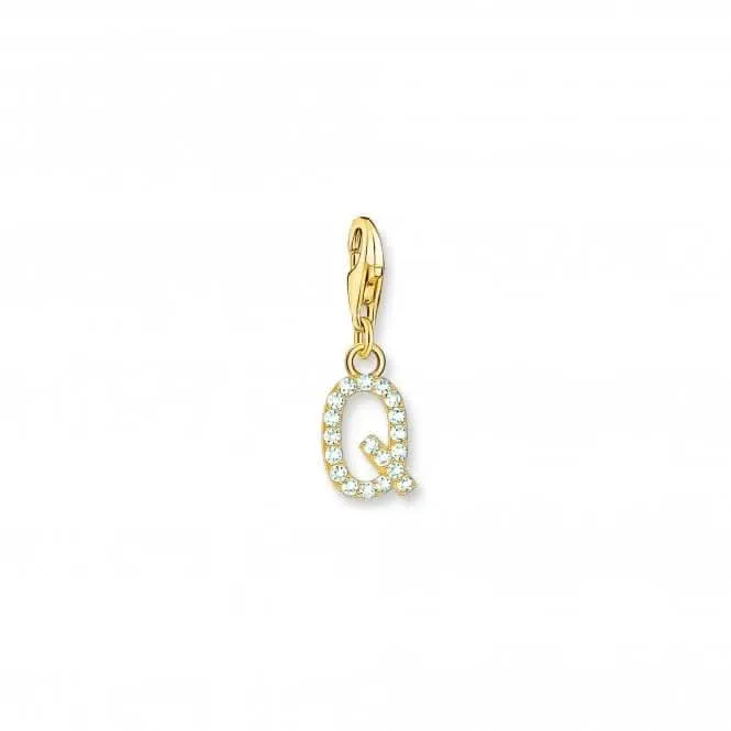 Charmista Gold Plated Zirconia Letter Q Charm Pendant 1980-414-14 Thomas Sabo Collectable Charms