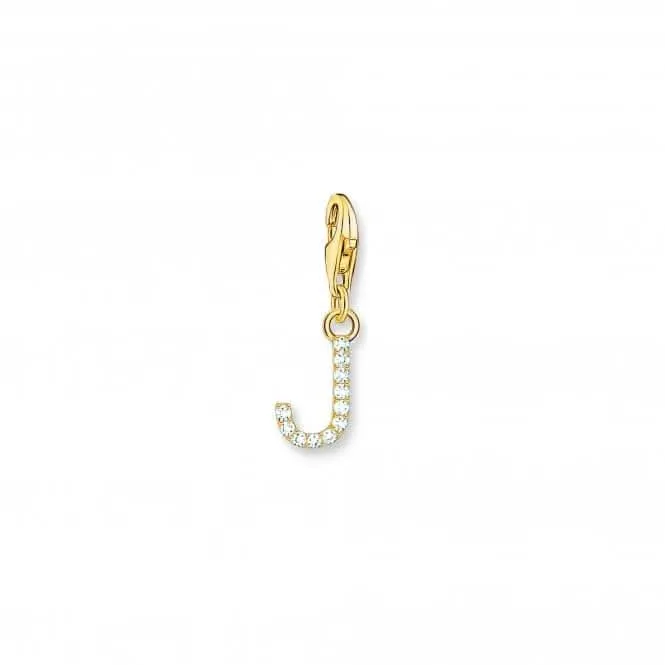Charmista White Gold Plated Zirconia Letter J Charm Pendant 1973-414-14 Thomas Sabo Collectable Charms