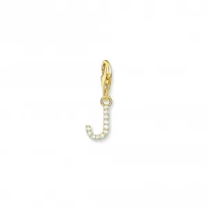 Charmista White Gold Plated Zirconia Letter J Charm Pendant 1973-414-14 Thomas Sabo Collectable Charms