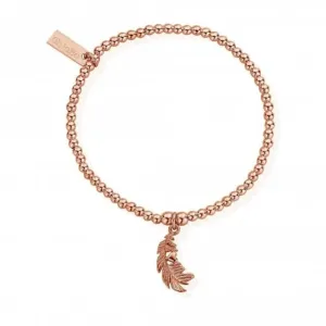 Chlobo Jewellery ChloBo Rose Gold Cute Charm feather Heart Bracelet RBCC597