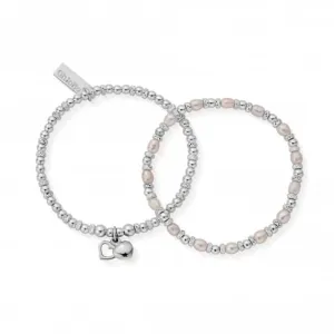 Chlobo Jewellery Confetti Falls Silver Forever Love Pearl 18cm Set SBSETFOREVER18