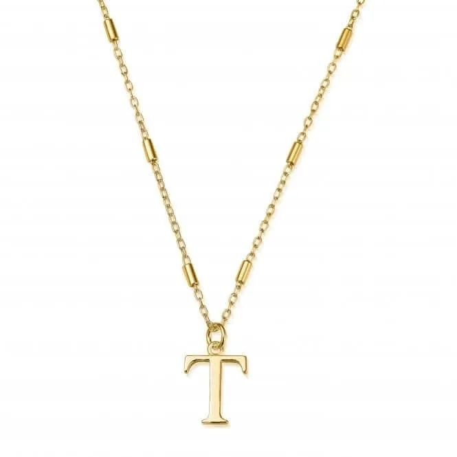 Chlobo Jewellery Gold Iconic Initial T Necklace GNCC4041T