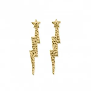 Chlobo Jewellery Gold Lightning Bolt Drop Earrings GEST4002