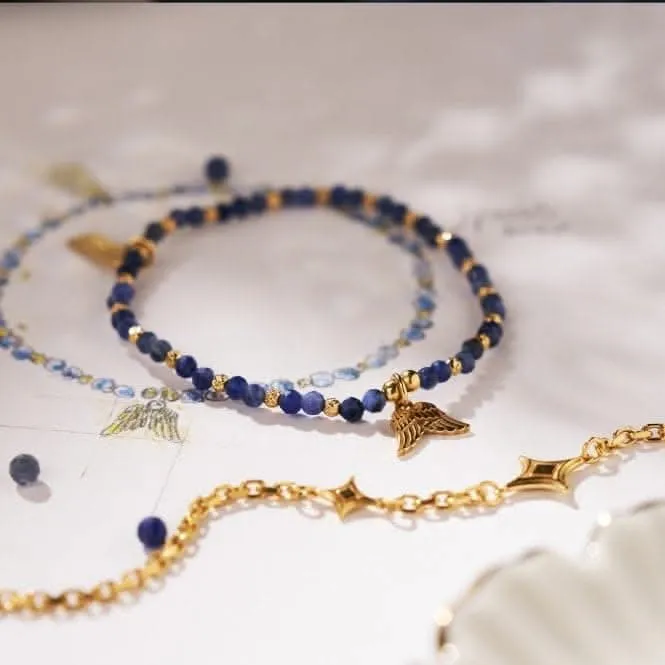 Chlobo Jewellery Gold Sparkle Sodalite Ring