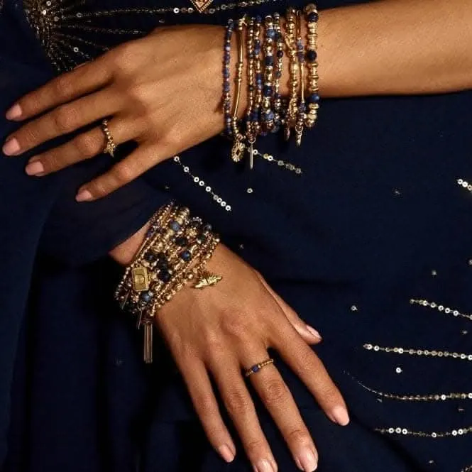Chlobo Jewellery Gold Sparkle Sodalite Ring