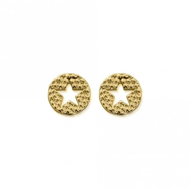 Chlobo Jewellery Gold Sparkle Star In Circle Earrings GEST3098