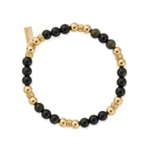 Chlobo Jewellery Men's Gold Golden Obsidian Triple Ball Bracelet GBGOTM
