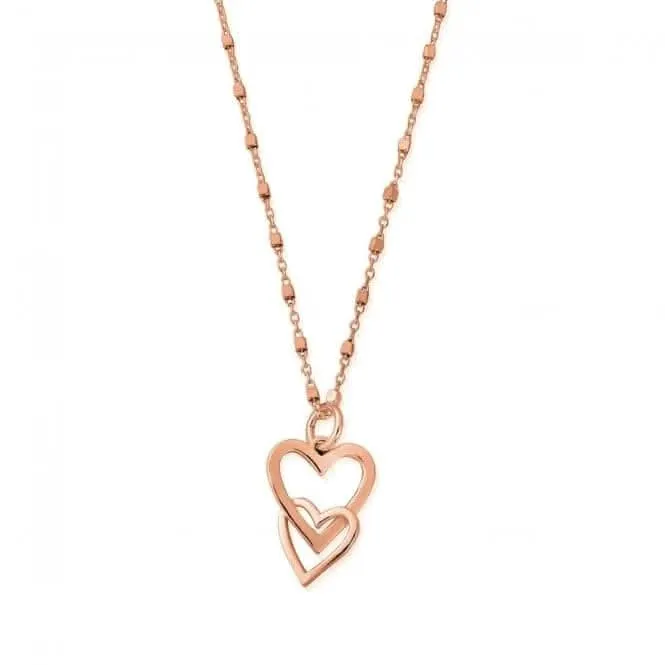 Chlobo Jewellery Rose Interlocking Love Heart Necklace RNDC573