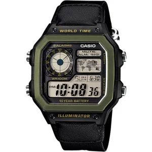 Digital Mens Watches Casio Youth Series AE1200WHB-1B World Time