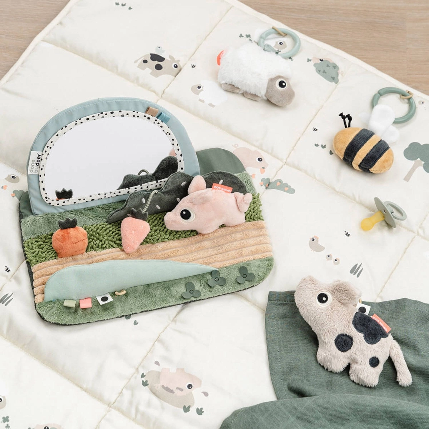DonebyDeer Color Mix Tummy time Sensory Mirror Tiny farm