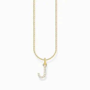 Essentials Gold Plated With Zirconia letter J Pendant Necklace KE2249-414-14-L45V Thomas Sabo Necklaces