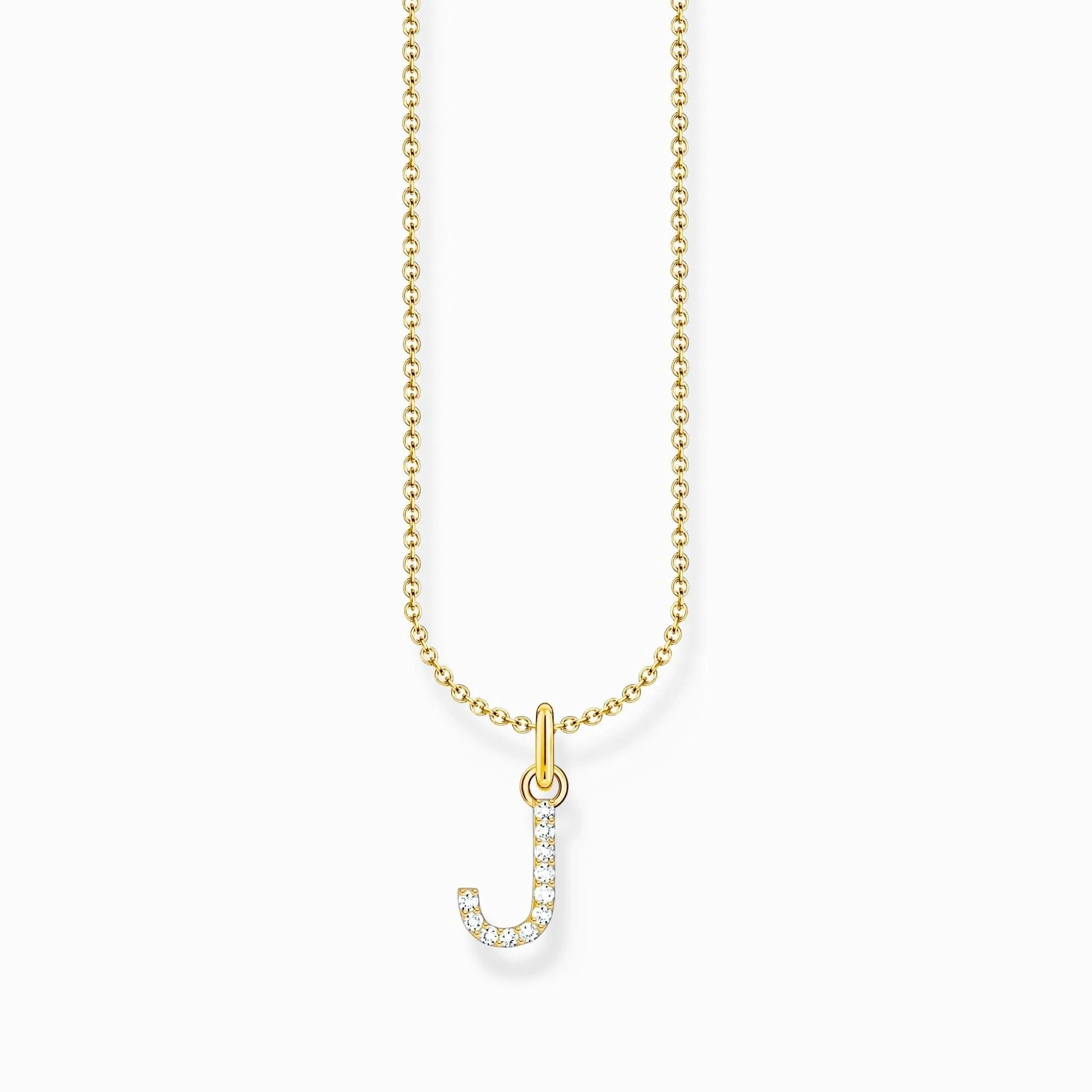 Essentials Gold Plated With Zirconia letter J Pendant Necklace KE2249-414-14-L45V Thomas Sabo Necklaces