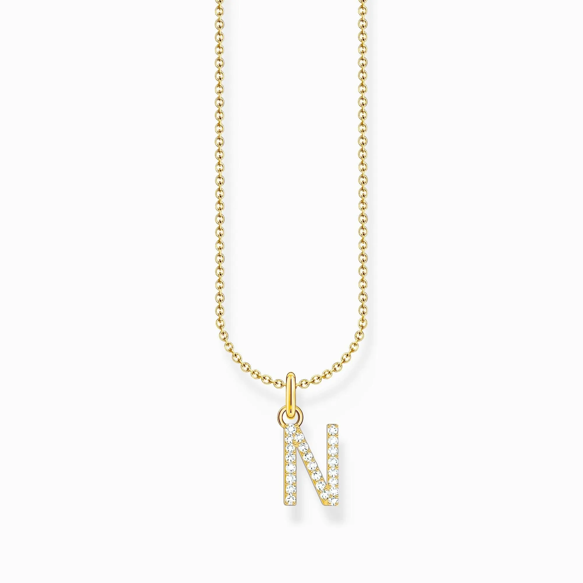 Essentials Gold Plated With Zirconia letter N Pendant Necklace KE2253-414-14-L45V Thomas Sabo Necklaces
