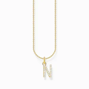 Essentials Gold Plated With Zirconia letter N Pendant Necklace KE2253-414-14-L45V Thomas Sabo Necklaces