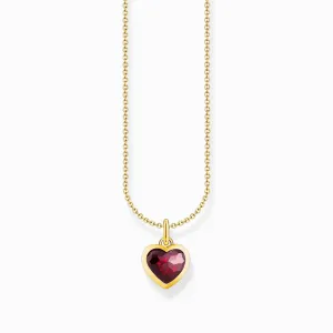 Essentials Sterling Silver Gold Plated Red Zirconia Heart Necklace KE2268-414-10-L45V Thomas Sabo Necklaces