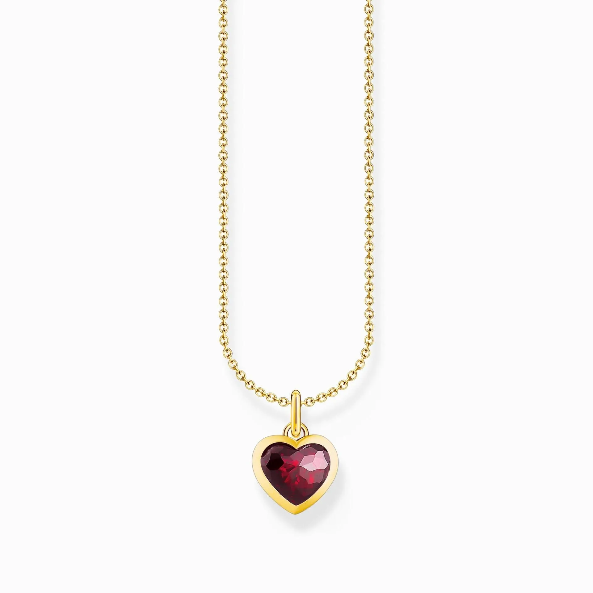 Essentials Sterling Silver Gold Plated Red Zirconia Heart Necklace KE2268-414-10-L45V Thomas Sabo Necklaces