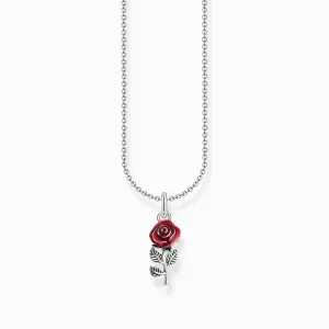 Essentials Sterling Silver Red Enamel Rose Necklace KE2219-664-10-L45V Thomas Sabo Necklaces