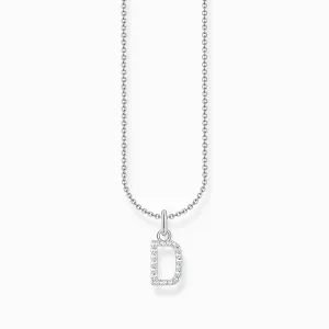 Essentials Sterling Silver With Zirconia letter D Pendant Necklace KE2243-051-14-L45V Thomas Sabo Necklaces