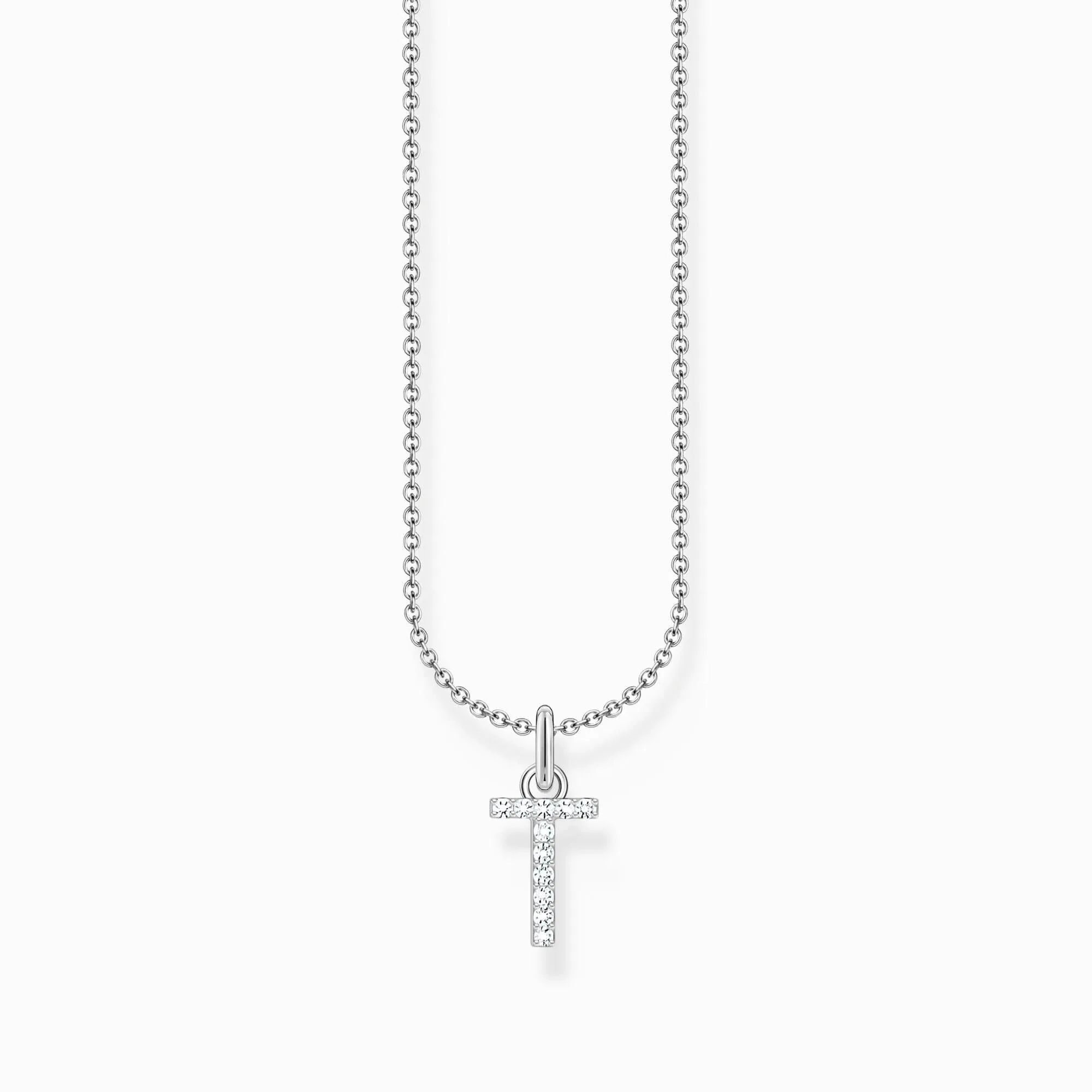 Essentials Sterling Silver With Zirconia letter T Necklace KE2259-051-14-L45V Thomas Sabo Necklaces