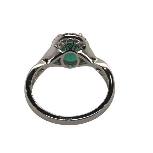 Forever Jewellery Emerald Oval Halo Platinum Ring