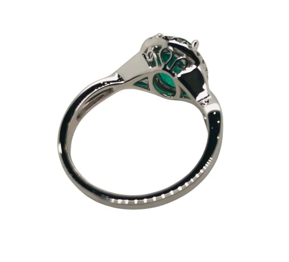 Forever Jewellery Emerald Oval Halo Platinum Ring