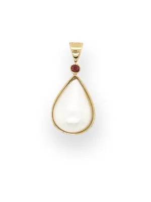 Forever Jewellery Pearl Teardrop with Garnet Pendant