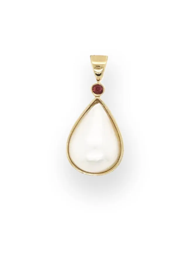 Forever Jewellery Pearl Teardrop with Garnet Pendant