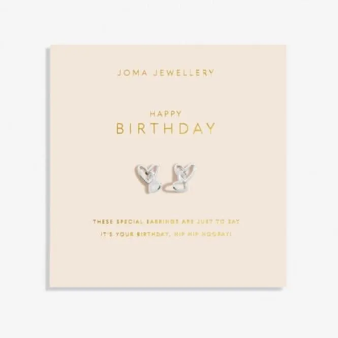 Forever Yours Happy Birthday Silver Plated Earrings 6759 Joma Jewellery
