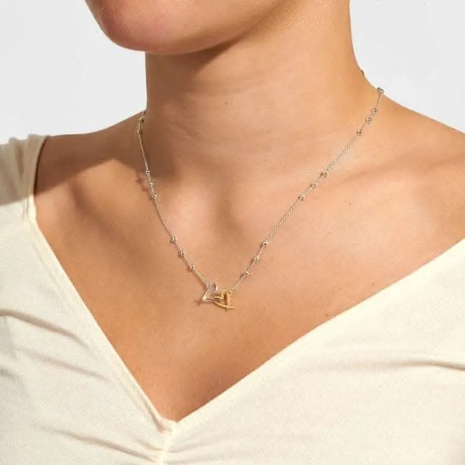 Forever Yours Lots Of Love Silver Gold Plated 46cm   5cm Necklace 6718 Joma Jewellery