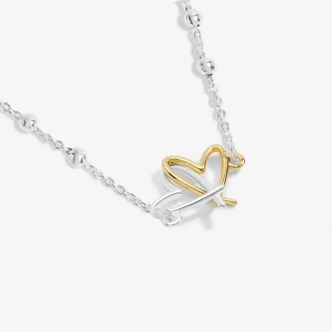 Forever Yours Lots Of Love Silver Gold Plated 46cm   5cm Necklace 6718 Joma Jewellery