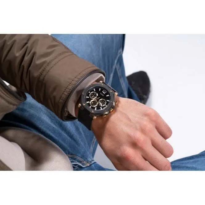 Gents Edge Genuine leather Silicone Gunmetal Watch GW0492G1
