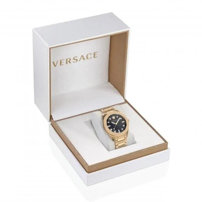 Gents Greca Dome Gold-Tone Black Watch VE2T00522