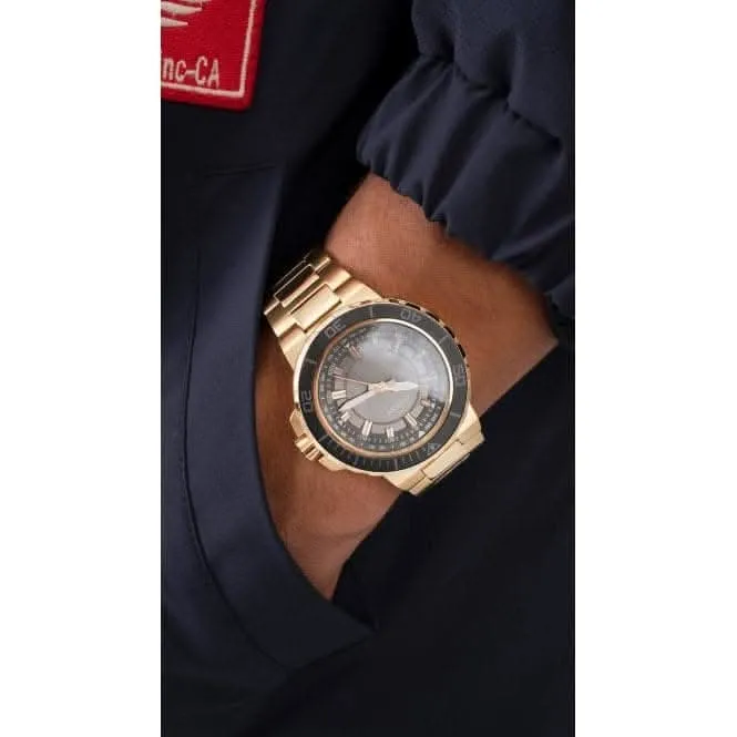 Gents Track Stainless Steel Gold Tone Watch GW0426G2