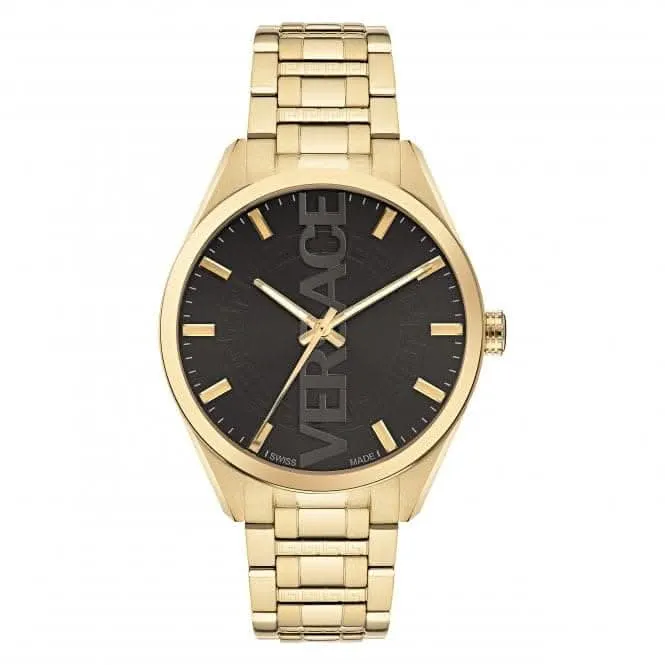 Gents V-Vertical Gold-Tone Grey Watch VE3H00622