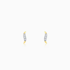 Gold Minimal Wavelet Diamond Stud Earrings