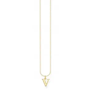 Gold Plated Letter V Necklace KE2031-413-39-L45V Thomas Sabo Necklaces